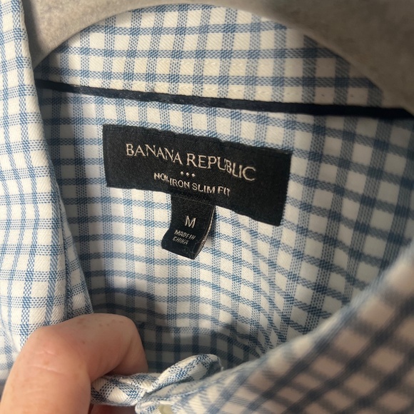 Banana Republic Factory Plaid Non Iron Slim Fit Shirt Men's Size Medium - Picture 2 of 5